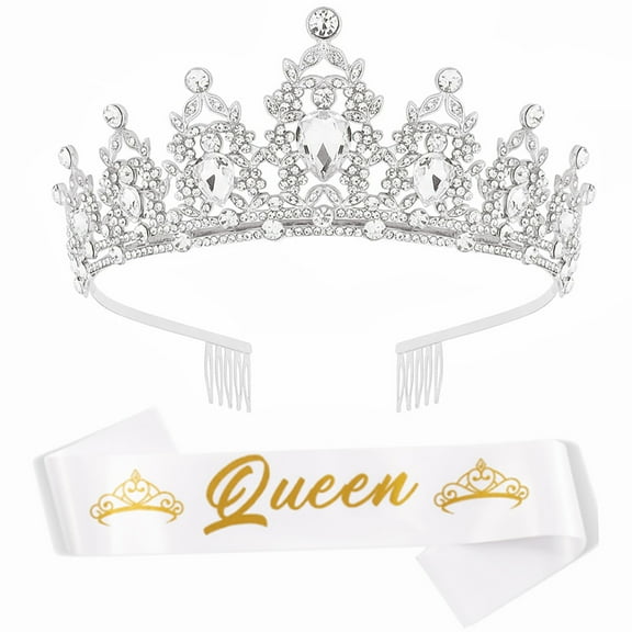 King Sashes & Rhinestones Crowns for Women Men Birthday Celebration Crowns Birthday Party Wedding Accessory Crownpiece