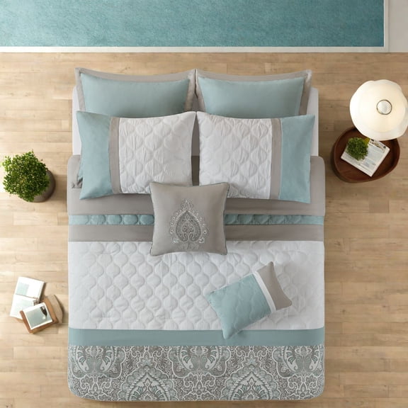King Seafoam Bedding Set Hypoallergenic Polyester Transitional Style Perfect for Home Elegance