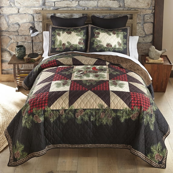 Donna Sharp Cardinal Pine 3PC King Rustic Quilt Set