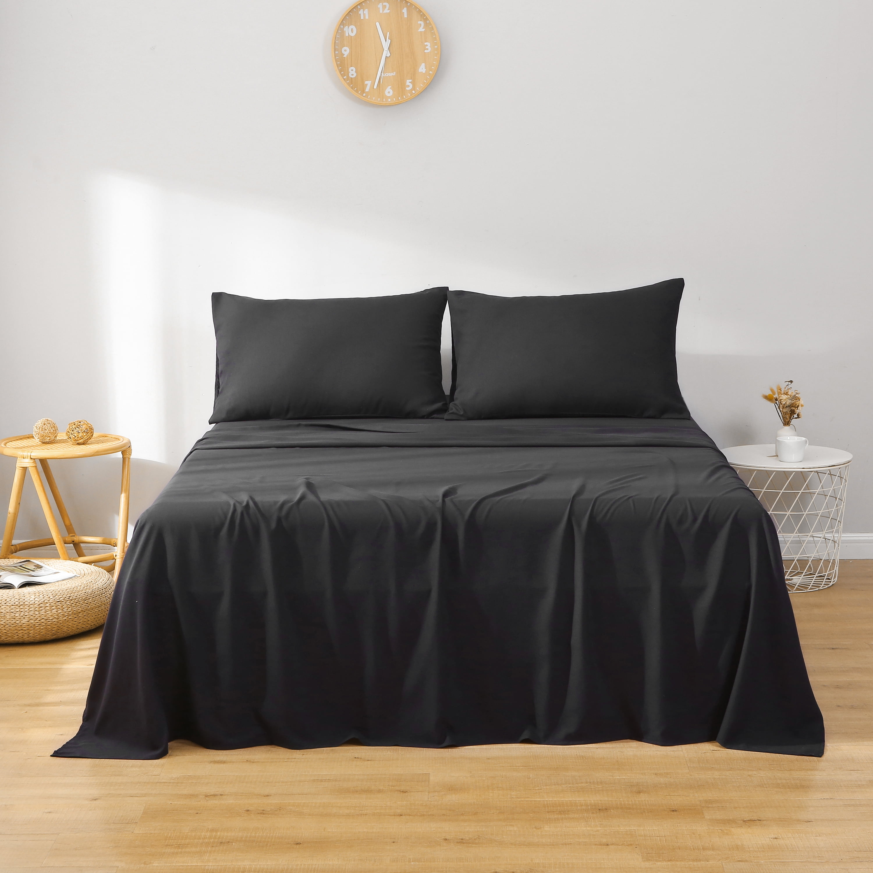 King Sheet Set 4 Piece Basics Lightweight Extra Soft Easy Care 100% ...