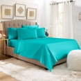 thumbnail image 1 of King Sheet Set 4 Piece Egyptian Cotton Turquoise Bed Sheet Set ( Flat Sheet + Fitted 18'' + 2 Pillow Cases ) 1000 Series Bedding Sheet Set California King Size Bed, 1 of 7