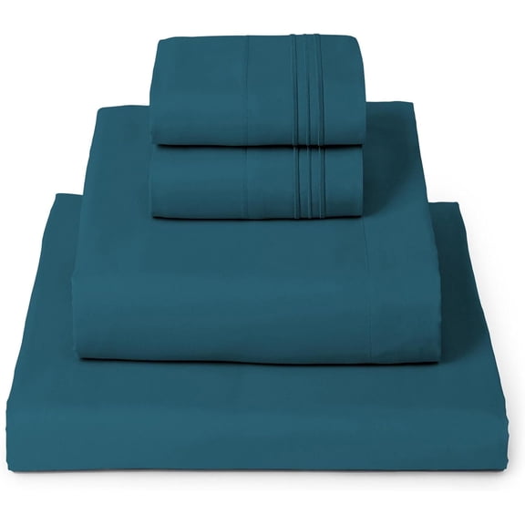 King Sheet Set 4 Piece Hotel Luxury Extra Soft Cooling Wrinkle Fade Stain Resistant Teal