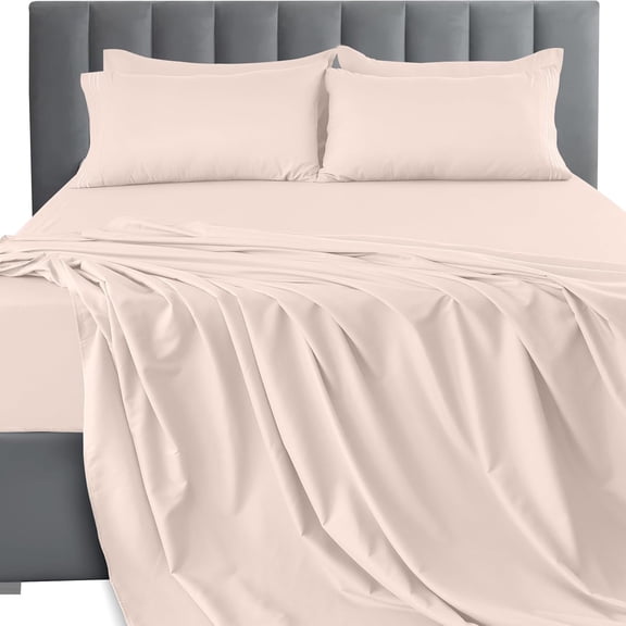King Sheet Set - 4 Piece Ultra-Soft Microfiber Bed Sheets, 16" Deep Pocket, Cooling, Breathable, Hotel Luxury, Oeko-TEX - Baby Pink