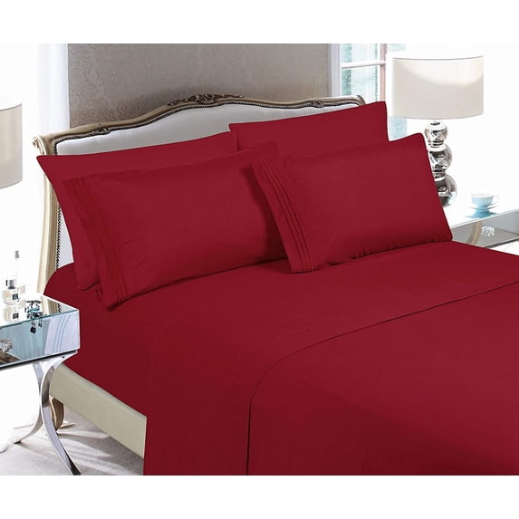 King Sheet Set - Breathable, Wrinkle-Free, Fade-Resistant Microfiber Bedding - Deep Pocket, Easy Care, 4-Piece Set - King, Burgundy