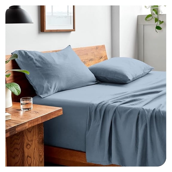 King Sheet Set - Luxury 1800 Ultra-Soft Stonewashed Microfiber - Double Brushed - Deep Pockets - Easy Fit - Breathable Bedding - Sheet Sets & Pillowcases (King, Dusty Blue)