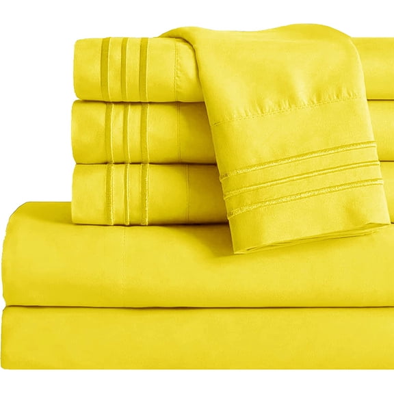 King Sheet Set - Luxury Hotel 1800 Premier Bedding Sheets & Pillowcases - Ultra Soft Breathable & Cooling Bed Sheets - Deep Pocket - Wrinkle Resistant - 6 Piece Set - King, Yellow