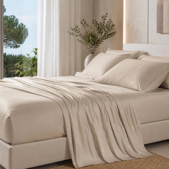 King Sheet Set, Tencel Lyocell, 4 Piece, Oeko-Tex Certified, Eucalyptus Derived, Silky Soft, Cool, Deep Pocket