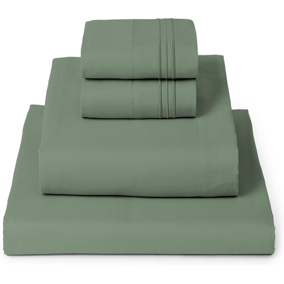 King Sheets Set - 4 PC Iconic Collection Bedding - Hotel Luxury, Extra Soft, Cooling Bed Sheets - Wrinkle, Fade, Stain Resistant (King, Sage)