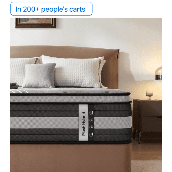 King Size 12-Inch Medium Firm Hybrid Mattress in a Box, Euro Top with ActiveCool Gel Memory Foam for Pressure Relief & Motion Isolation, Fiberglass-Free, CertiPUR-US Certified