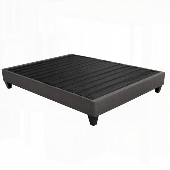 King Size Fabric Platform Bed Frame with Dark Gray Upholstery, No Box Spring Needed, for Bedroom