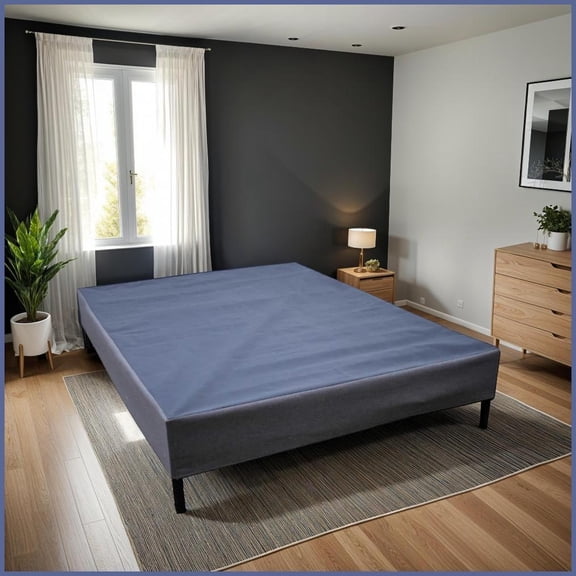 King Size 2-in-1 Heavy Duty Metal Foundation - Frame & Box Spring Combo, 1000LBS Capacity, Black & Gray for Bedrooms