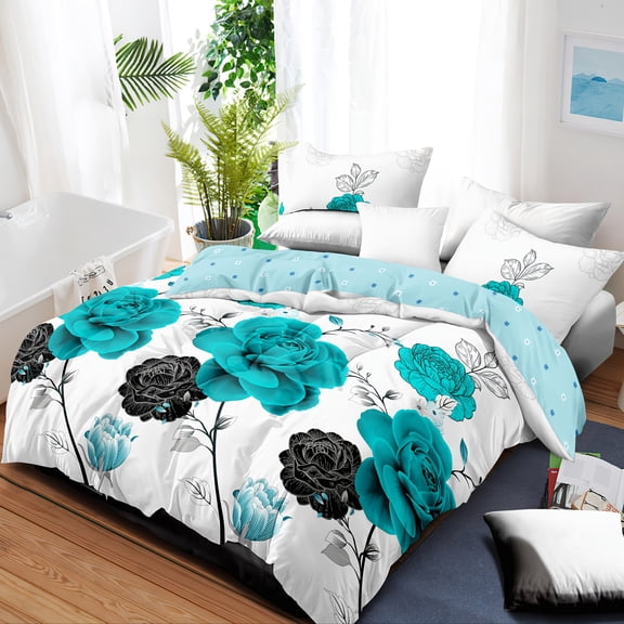 King Size 3-Piece Comforter Set - Ultra Soft Microfiber All Season Bedding Set with 2 Pillow Shams, Lightweight & Breathable Quilted Comforter 90X100in