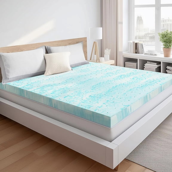 King Size 4 Inch Thick Memory Foam Gel Infused Cooling Mattress Topper Pad