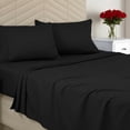 thumbnail image 1 of King Size 4 Piece Sheet Set - Brushed Microfiber - Soft Bed Sheets for King Size Bed - Includes 1 Fitted, 1 Flat, & 2 Pillow Cases - Deep Pocket Black, 1 of 5