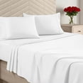 thumbnail image 1 of King Size 4 Piece Sheet Set - Brushed Microfiber - Soft Bed Sheets for King Size Bed - Includes 1 Fitted, 1 Flat, & 2 Pillow Cases - Deep Pocket White, 1 of 5