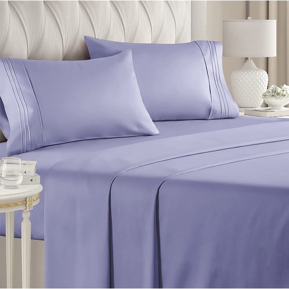 CGK Linens 4-Piece Ultra Soft & Comfy Hotel Luxury Sheet Set - King Size Cooling Bed Sheet Fits 8"-16" Mattresses, Lavender