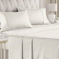 thumbnail image 1 of CGK Linens 4-Piece Hotel Luxury Striped Sheet Set - King Size Stripe Pattern Bed Sheets, Beige Stripes, 1 of 7