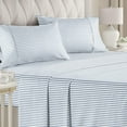 thumbnail image 1 of CGK Linens 4-Piece Hotel Luxury Striped Sheet Set - King Size Stripe Pattern Bed Sheets, Blue Stripes, 1 of 7