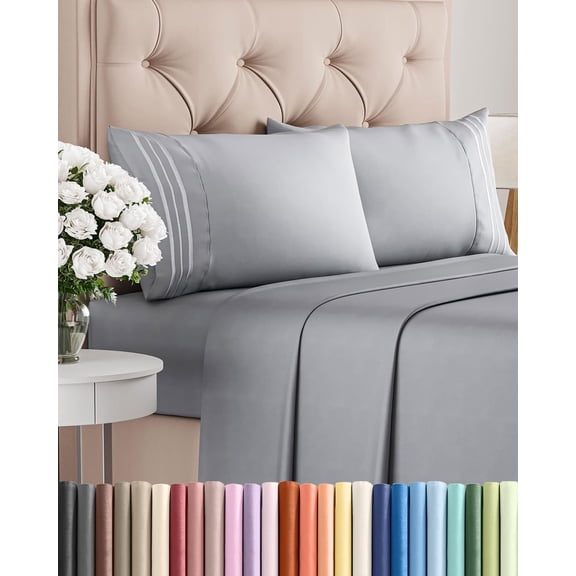 King Size 4 Piece Sheet Set in Steel Blue with Deep Pockets