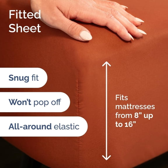 King Size 4 Piece Terracotta Sheet Set + King Size Terry Mattress Protector