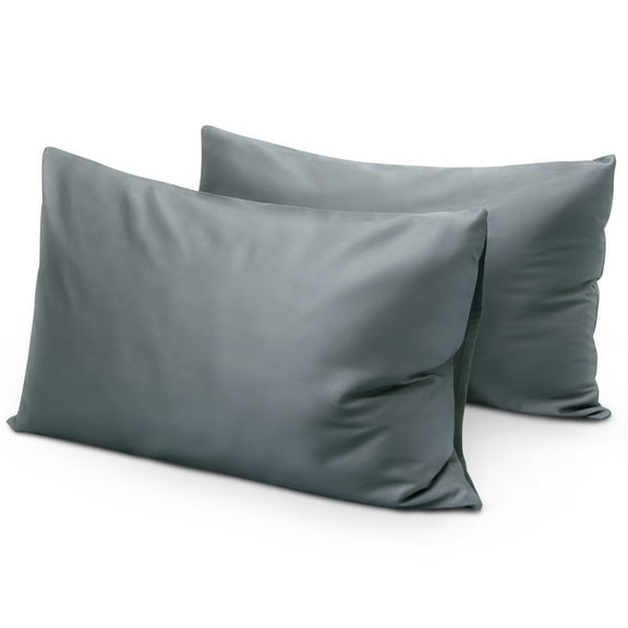 King Size 400 Thread Count Cotton Pillowcases Set of 2, Solid Percale Envelope Closure Pillow Cases by SimpleField - Soft, Smooth & Breathable ( Dark Gray, 20 x 36 inches)