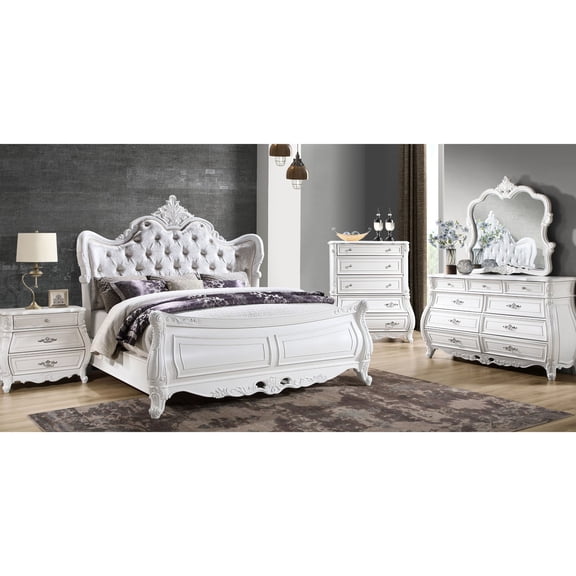 King Size 5-Piece Bedroom Suite | Create Cozy and Organized Bedroom | Wood Frame and Velvet Upholstery with Drawer Storage | Resolve Bedroom Clutter Problems