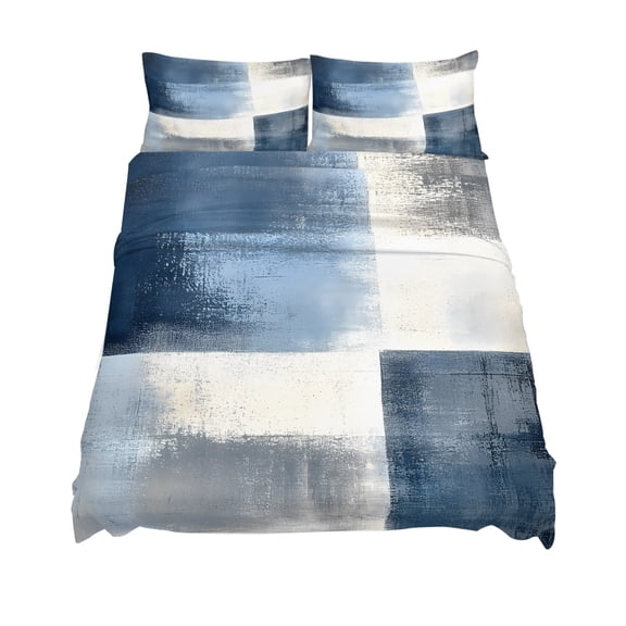 King Size Abstract Art Sheet Sets Color Block Gary Blue Collage Oil Painting Soft Breathable Microfiber Bed Sheets Deep Pockets 4 Piece Bed Sheets Set, 1 Fitted Sheet, 1 Flat Sheet & 2 Pillowcases
