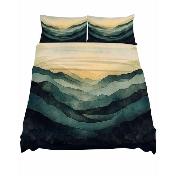 King Size Abstract Art Sheet Sets Modernism Yellow Green Gradient Collage Art Soft Breathable Microfiber Bed Sheets Deep Pockets 4 Piece Bed Sheets Set, 1 Fitted Sheet, 1 Flat Sheet & 2 Pillowcases