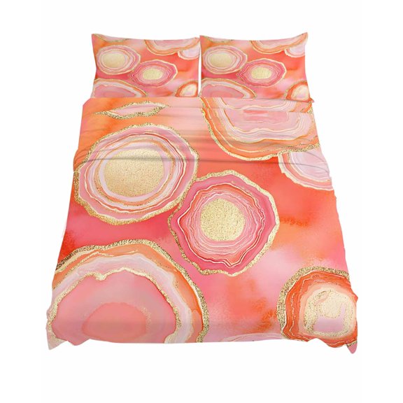 King Size Abstract Art Water Ripple Sheet Sets Pink Marble Pattern Soft Breathable Microfiber Bed Sheets Deep Pockets 4 Piece Bed Sheets Set, 1 Fitted Sheet, 1 Flat Sheet & 2 Pillowcases