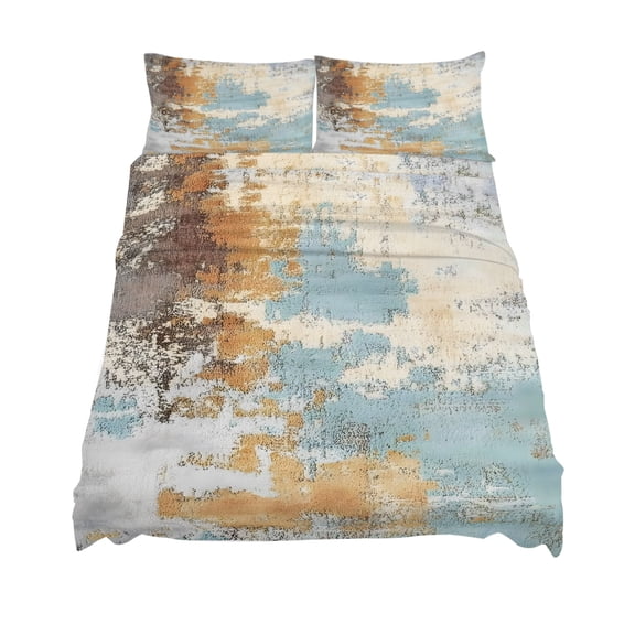King Size Abstract Graffiti Art Sheet Sets Brown Blue Street Theme Soft Breathable Microfiber Bed Sheets Deep Pockets 4 Piece Bed Sheets Set, 1 Fitted Sheet, 1 Flat Sheet & 2 Pillowcases
