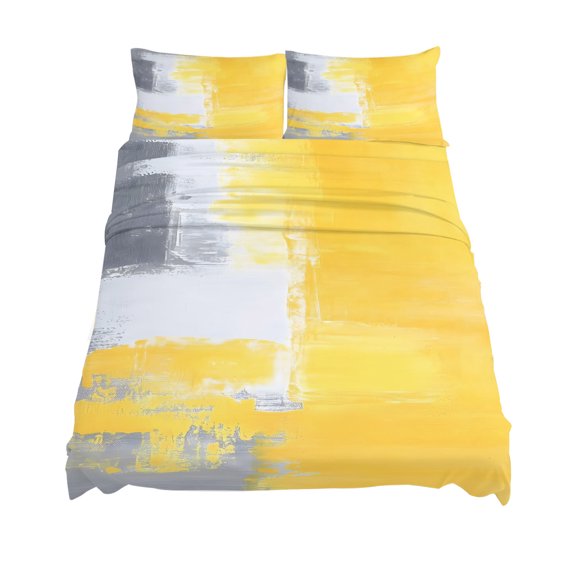 King Size Abstract Graffiti Art Sheet Sets Retro Yellow Gary Street Art Soft Breathable Microfiber Bed Sheets Deep Pockets 4 Piece Bed Sheets Set, 1 Fitted Sheet, 1 Flat Sheet & 2 Pillowcases