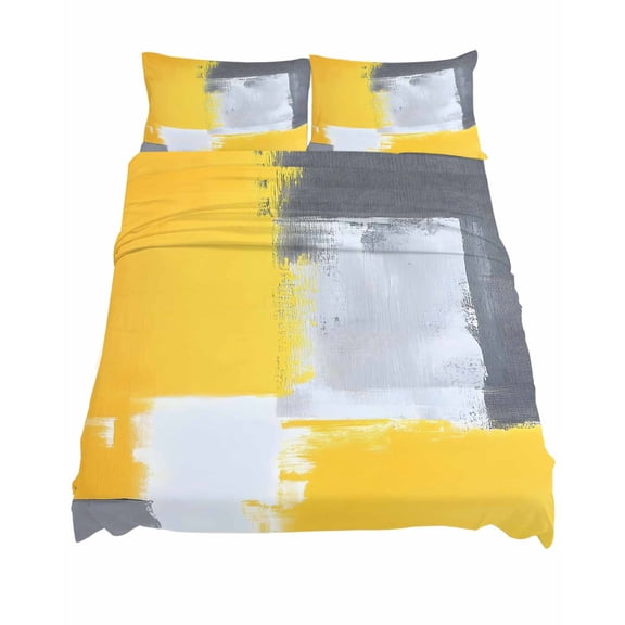 King Size Abstract Graffiti Art Sheet Sets Vintage Yellow Gary Street Art Soft Breathable Microfiber Bed Sheets Deep Pockets 4 Piece Bed Sheets Set, 1 Fitted Sheet, 1 Flat Sheet & 2 Pillowcases