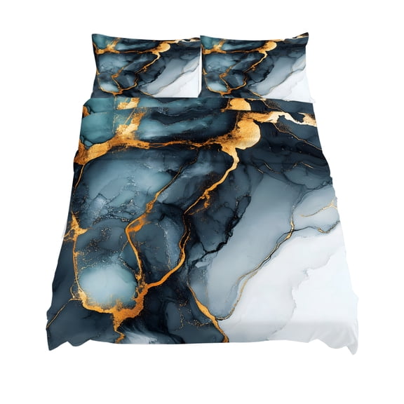 King Size Abstract Marble Sheet Sets Water Duck Green Gradient Watercolor Texture Soft Breathable Microfiber Bed Sheets 4 Piece Bed Sheets Set, 1 Fitted Sheet, 1 Flat Sheet & 2 Pillowcases