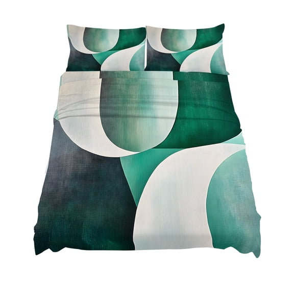 King Size Abstract Stitching Sheet Sets Green White Curve Gradient Soft Breathable Microfiber Bed Sheets Deep Pockets 4 Piece Bed Sheets Set, 1 Fitted Sheet, 1 Flat Sheet & 2 Pillowcases