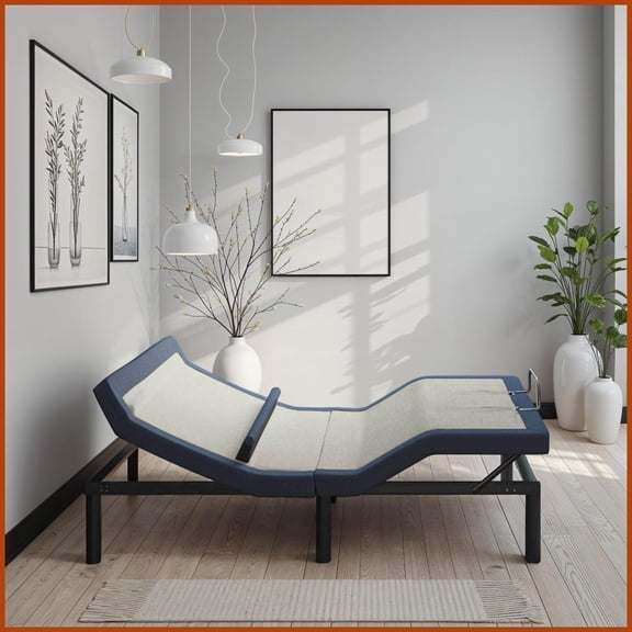 King Size Adjustable Bed Base with Head/Foot Tilt, Lumbar Support & 3-Level Massage - Master Bedroom