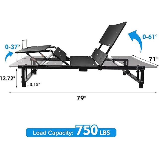 King Size Adjustable Bed Frame, Dual Quiet Motors, Wireless Remote