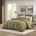 thumbnail image 1 of King Size Bed In A Bag, 3PCS King/Cal King Waffle Washed Duvet Set, Green Cotton Bedding Set,Cotton Bed Sheet Set, Household Supplies & Décor Bedding Bedding Sets, 1 of 21