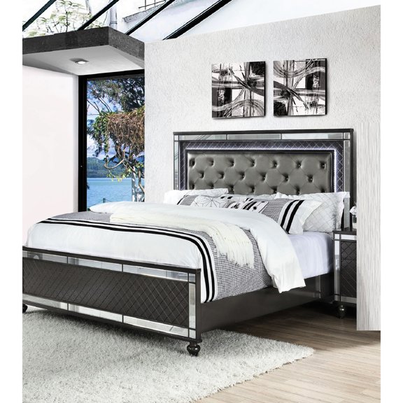 King Size Bed - Button Tufted & LED - Bedroom Environment - Comfortable Resting Place