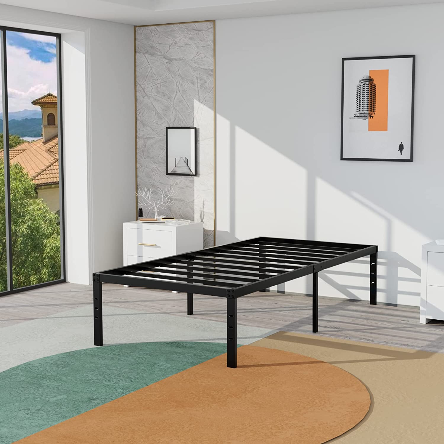 King Size Bed Frame18 Inch Tall Sturdy Platform Bed BaseExtra Heavy