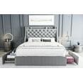 thumbnail image 1 of King Size Bed Frame with Adjustable Headboard, Upholstered Platform Bed Frame with Wooden Slats Support, No Box Spring Needed, Non-Slip, Noise-Free, Easy Assembly, Black, 1 of 9