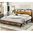 LED King Bed Frame with Storage Drawers & 2Tier Shelf Headboard, USB
