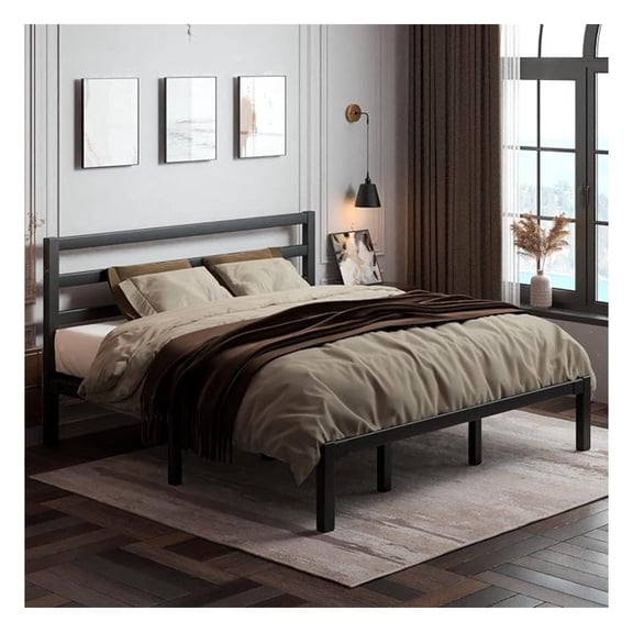 King Size Bed Frame, Heavy Duty Platform Bed Frame with Strong Metal Foundation,Under Bed Storage,Mattress Foundation,No Box Spring Required,Easy Assembly, Black