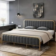 thumbnail image 1 of King Size Bed Frame Heavy Duty Platform Bed Upholstered Platform with Storage No Box Spring Needed with Headboard in Grey, 1 of 7