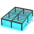 thumbnail image 1 of King Size Bed Frame King Platform Bed Frame with LED Lights 14 Inch Tall King Mattress Base King Platform Bed Frame with Charging Station, 1 of 10