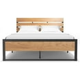 King Size Bed Frame Steady Steel Platform with Wood Headboard/Footboard