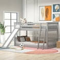 thumbnail image 1 of Twin Bed Frame, Twin Size Bed Frame,Twin over Twin Bunk Bed with Convertible Slide and Ladder, Gray(Old SKU: SM000213), 1 of 11