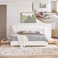 thumbnail image 1 of King Size Bed Frame Upholstered Platform Bed with Two Large Storage Drawers, Linen Fabric, Wooden Slat Support, Mattress Foundation, No Box Spring Needed, Noise-Free, Easy Assembly, White, 1 of 9