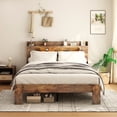 thumbnail image 1 of King Size Bed Frame,Wood Platform Bed Frame with Storage LED Light Headboard and 2 USB ,Noise Free,Easy Assembly Tool,Large Under Bed Storage,Dark Brown, 1 of 8