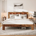 thumbnail image 1 of King Size Bed Frame,Wood Platform Bed with Storage LED Light Headboard and USB, Large Under Bed Storage,Noise Free,No Box Spring Needed,Dark Brown, 1 of 8