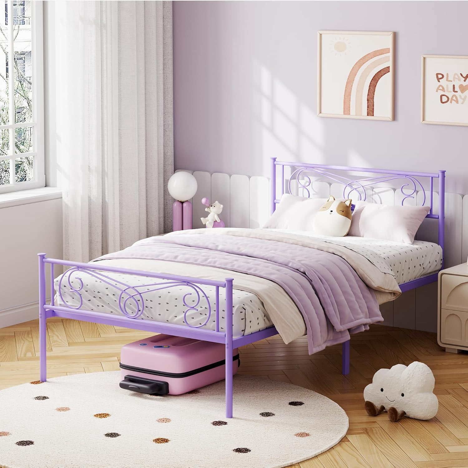 King Size Bed Frame with Headboard and Footboard,Bed Frame King Size,Metal Bed Mattress Foundation,Under Bed Storage,No Box Spring Needed